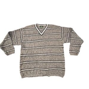 Vintage Club Room Cotton Chunky Knit Sweater Mens Size XL Striped 90’s Preppy‎